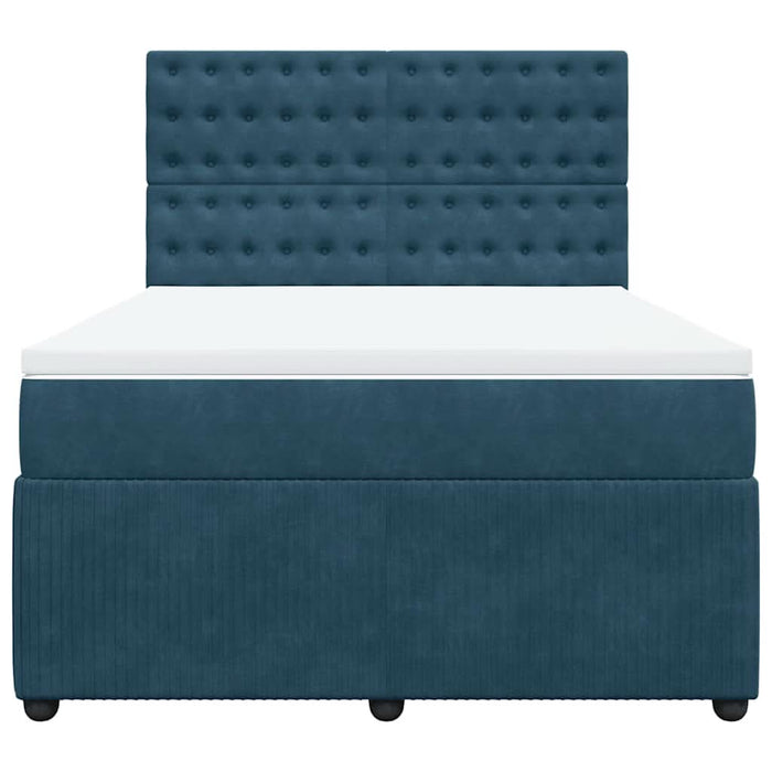 Pat box spring cu saltea, albastru, 140x190 cm, catifea - WALTI WALTI