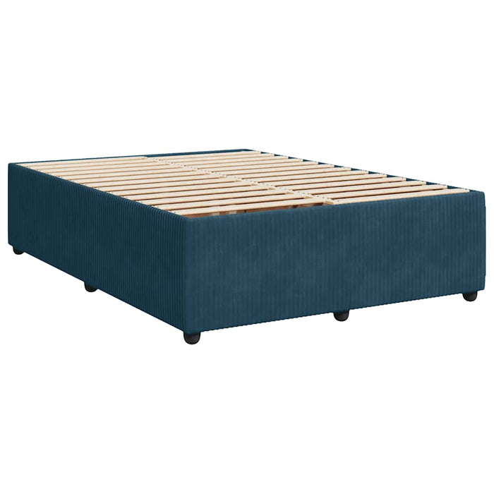 Pat box spring cu saltea, albastru, 140x190 cm, catifea - WALTI WALTI