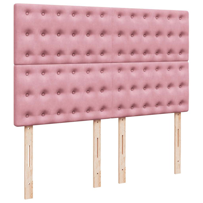 Pat box spring cu saltea, roz, 140x190 cm, catifea - WALTI WALTI