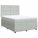 Pat box spring cu saltea, gri deschis, 140x200 cm, catifea - WALTI WALTI