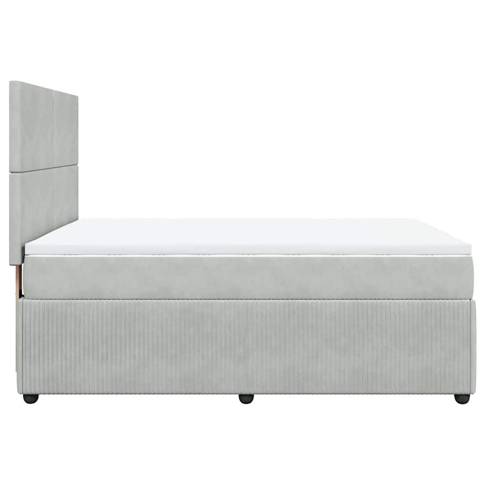Pat box spring cu saltea, gri deschis, 140x200 cm, catifea - WALTI WALTI