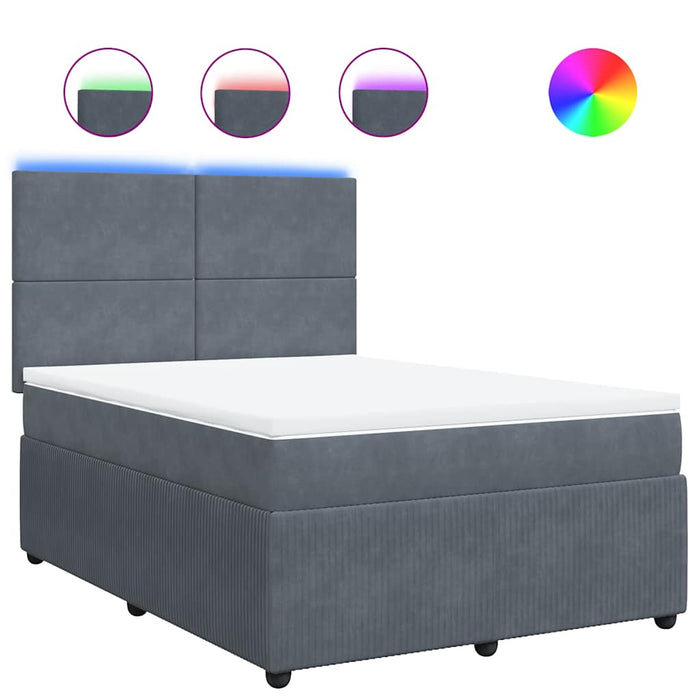 Pat box spring cu saltea, gri închis, 140x200 cm, catifea - WALTI WALTI