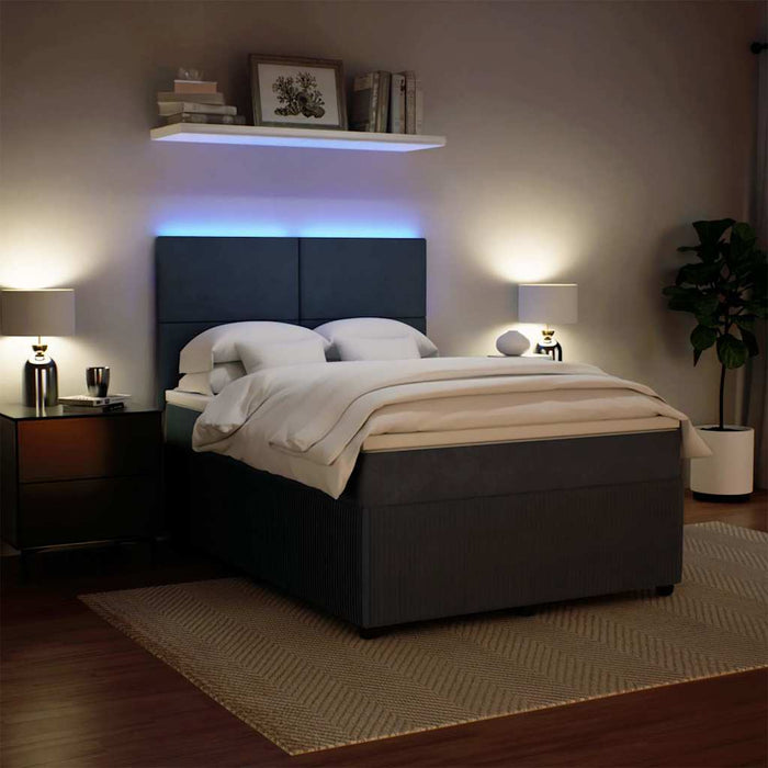 Pat box spring cu saltea, gri închis, 140x200 cm, catifea - WALTI WALTI