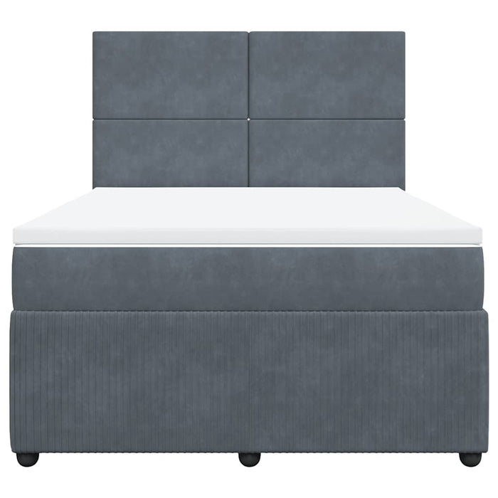 Pat box spring cu saltea, gri închis, 140x200 cm, catifea - WALTI WALTI