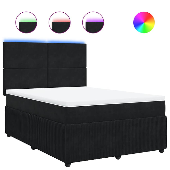 Pat box spring cu saltea, negru, 140x200 cm, catifea - WALTI WALTI