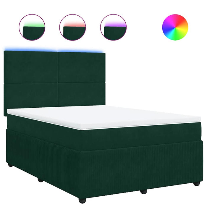 Pat box spring cu saltea, verde închis, 140x200 cm, catifea - WALTI WALTI