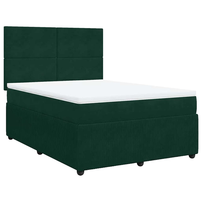 Pat box spring cu saltea, verde închis, 140x200 cm, catifea - WALTI WALTI