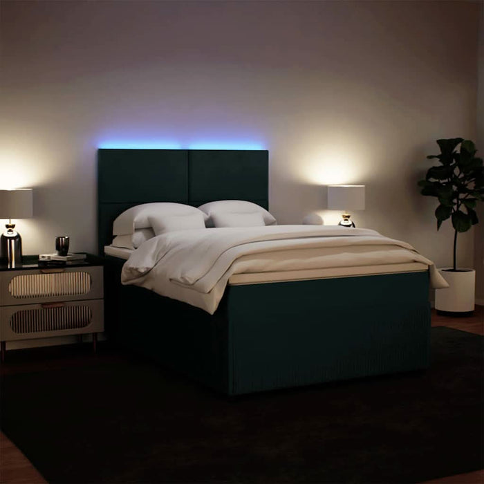 Pat box spring cu saltea, verde închis, 140x200 cm, catifea - WALTI WALTI