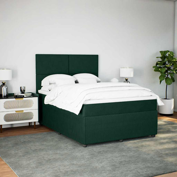 Pat box spring cu saltea, verde închis, 140x200 cm, catifea - WALTI WALTI