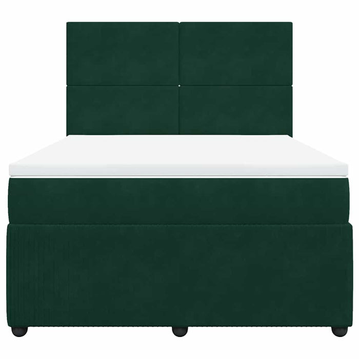 Pat box spring cu saltea, verde închis, 140x200 cm, catifea - WALTI WALTI
