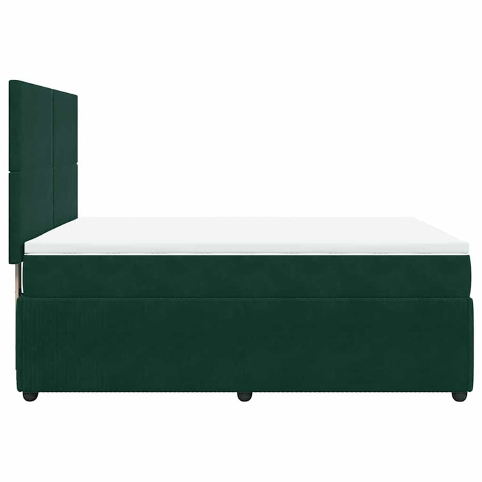 Pat box spring cu saltea, verde închis, 140x200 cm, catifea - WALTI WALTI