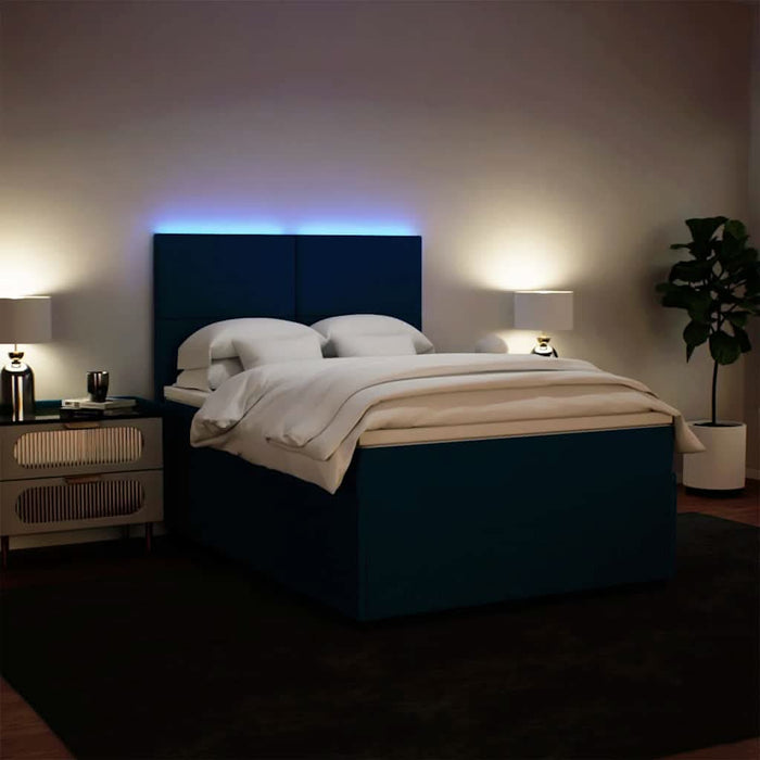 Pat box spring cu saltea, albastru, 140x200 cm, catifea - WALTI WALTI