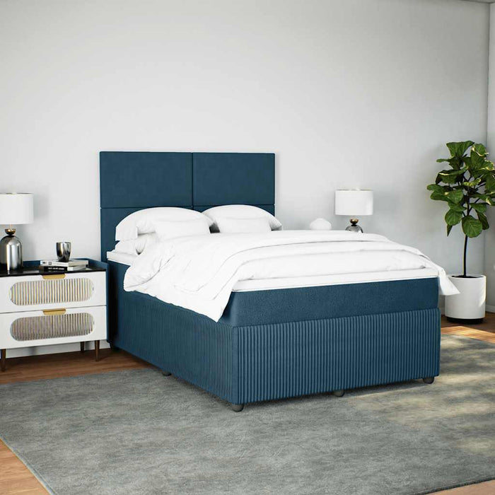 Pat box spring cu saltea, albastru, 140x200 cm, catifea - WALTI WALTI