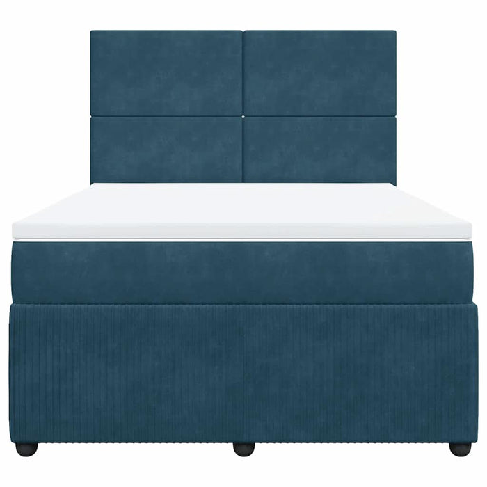 Pat box spring cu saltea, albastru, 140x200 cm, catifea - WALTI WALTI