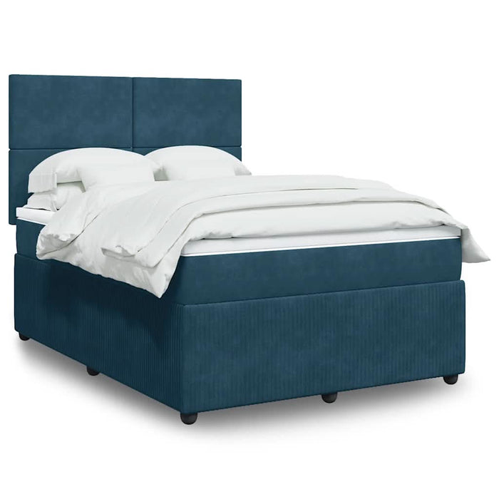Pat box spring cu saltea, albastru, 140x200 cm, catifea - WALTI WALTI