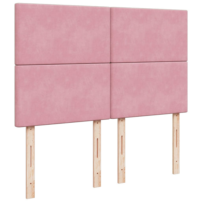 Pat box spring cu saltea, roz, 140x200 cm, catifea - WALTI WALTI