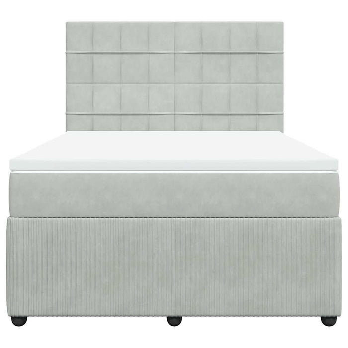 Pat box spring cu saltea, gri deschis, 140x200 cm, catifea - WALTI WALTI