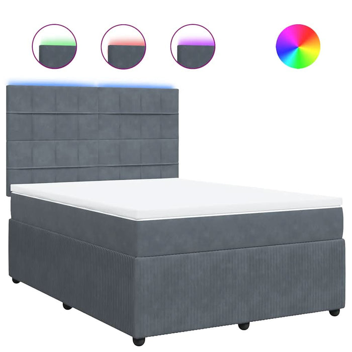 Pat box spring cu saltea, gri închis, 140x200 cm, catifea - WALTI WALTI