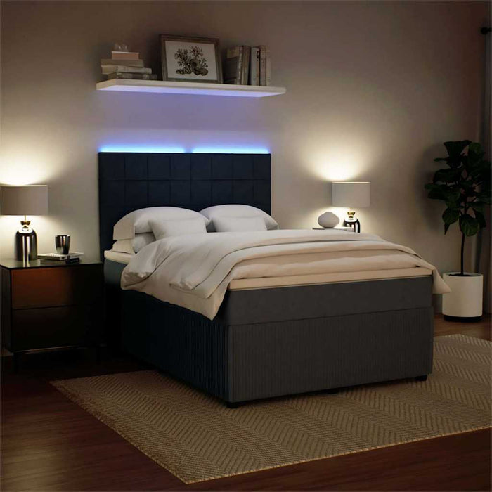 Pat box spring cu saltea, gri închis, 140x200 cm, catifea - WALTI WALTI