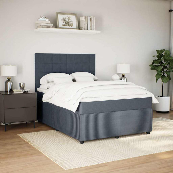 Pat box spring cu saltea, gri închis, 140x200 cm, catifea - WALTI WALTI