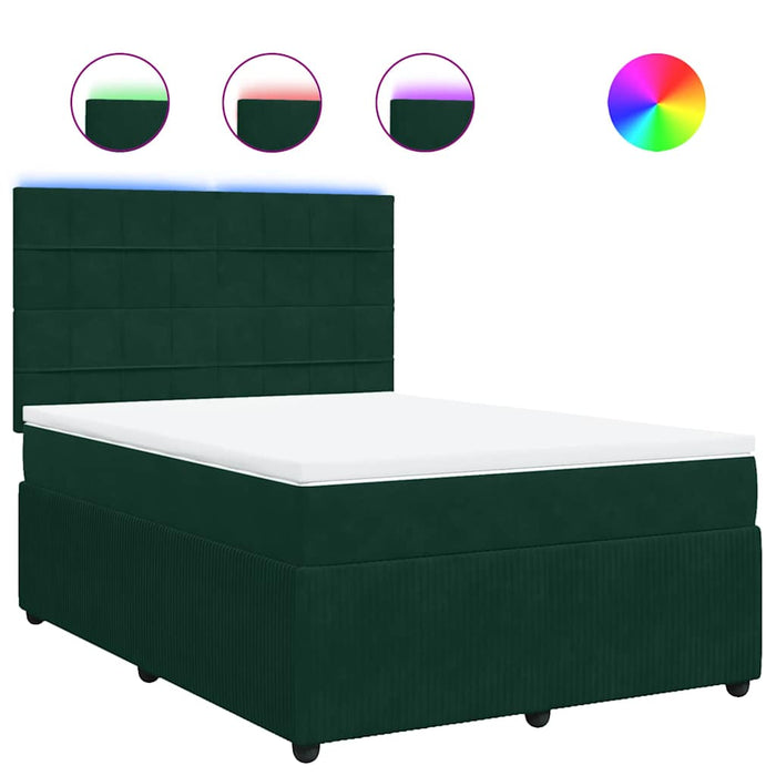 Pat box spring cu saltea, verde închis, 140x200 cm, catifea - WALTI WALTI