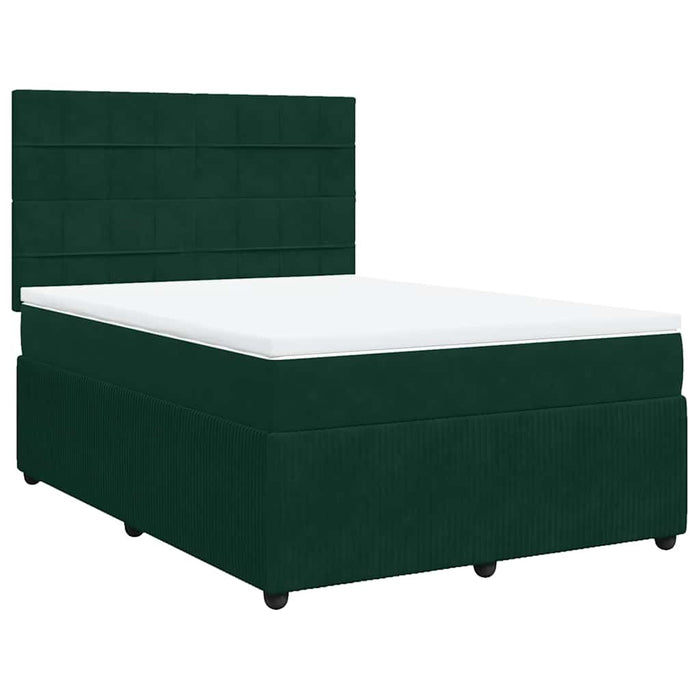 Pat box spring cu saltea, verde închis, 140x200 cm, catifea - WALTI WALTI