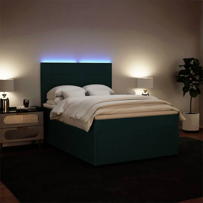 Pat box spring cu saltea, verde închis, 140x200 cm, catifea - WALTI WALTI