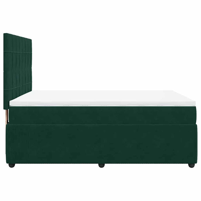 Pat box spring cu saltea, verde închis, 140x200 cm, catifea - WALTI WALTI