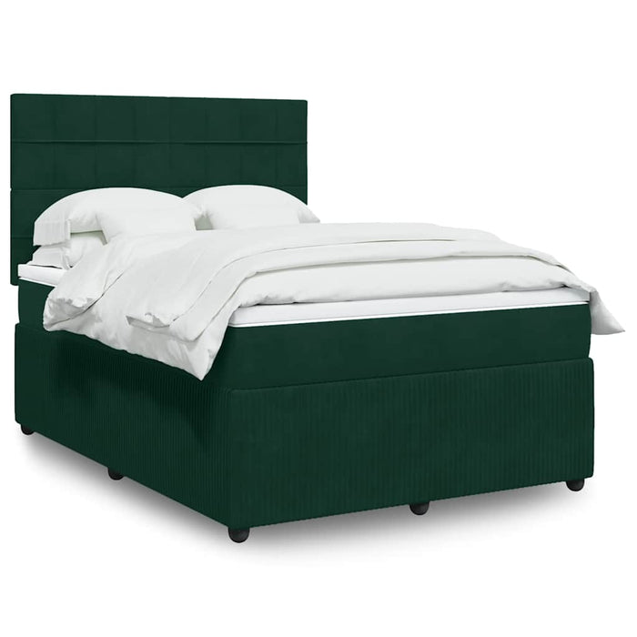 Pat box spring cu saltea, verde închis, 140x200 cm, catifea - WALTI WALTI