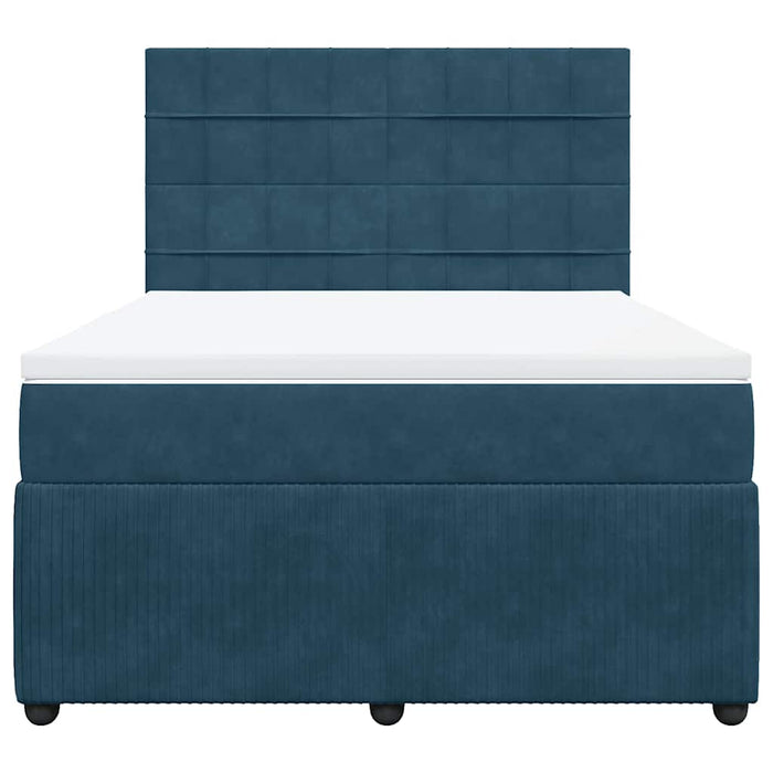 Pat box spring cu saltea, albastru, 140x200 cm, catifea - WALTI WALTI