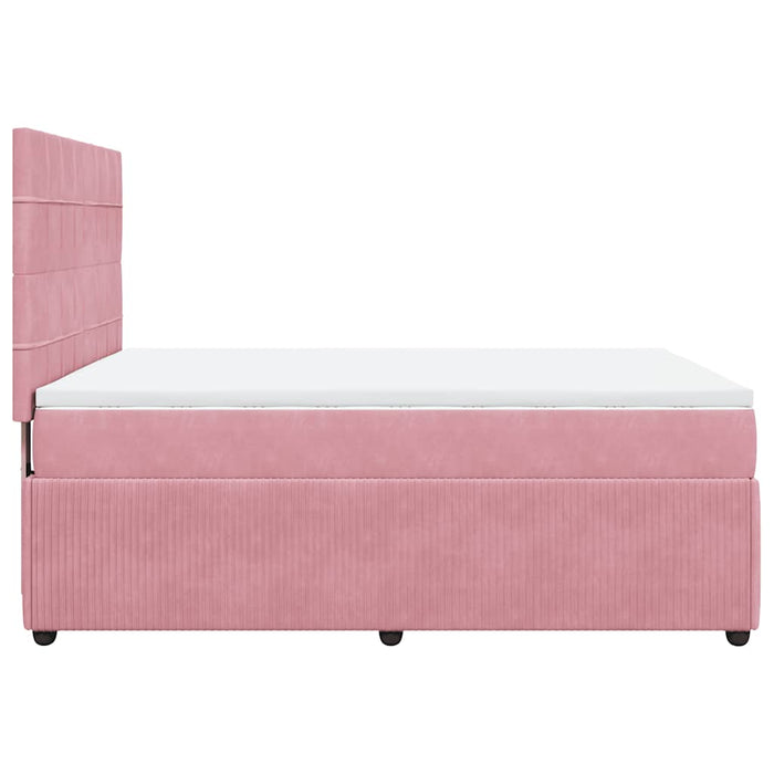 Pat box spring cu saltea, roz, 140x200 cm, catifea - WALTI WALTI