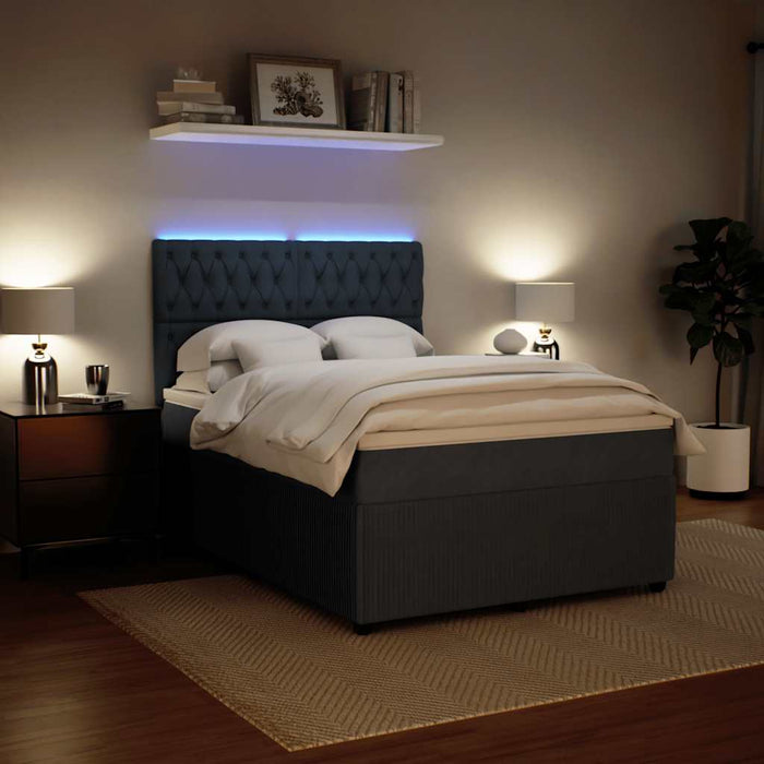Pat box spring cu saltea, gri închis, 140x200 cm, catifea - WALTI WALTI