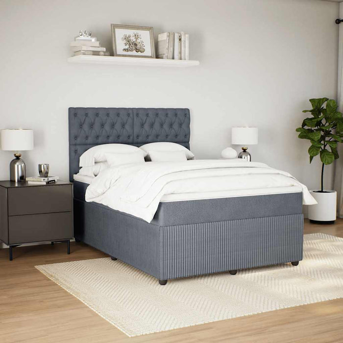 Pat box spring cu saltea, gri închis, 140x200 cm, catifea - WALTI WALTI