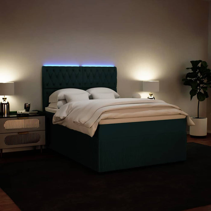 Pat box spring cu saltea, verde închis, 140x200 cm, catifea - WALTI WALTI