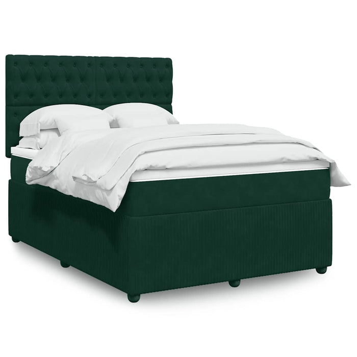 Pat box spring cu saltea, verde închis, 140x200 cm, catifea - WALTI WALTI