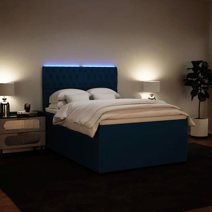 Pat box spring cu saltea, albastru, 140x200 cm, catifea - WALTI WALTI