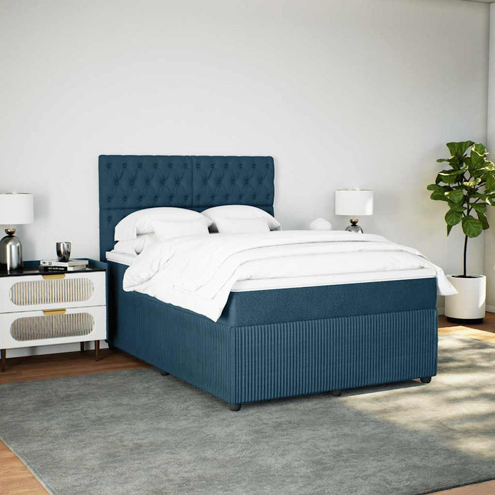 Pat box spring cu saltea, albastru, 140x200 cm, catifea - WALTI WALTI