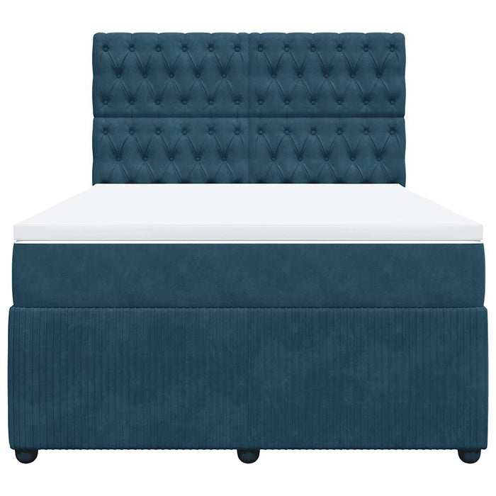 Pat box spring cu saltea, albastru, 140x200 cm, catifea - WALTI WALTI