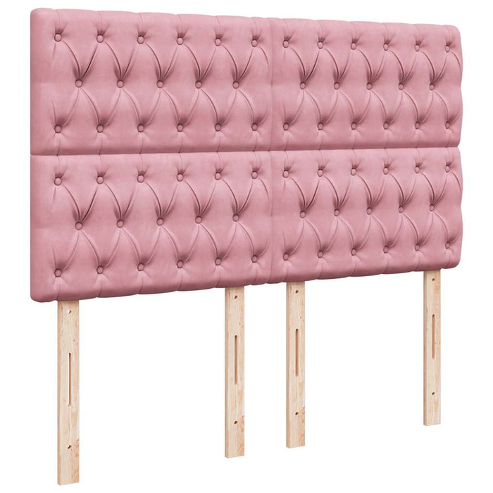 Pat box spring cu saltea, roz, 140x200 cm, catifea - WALTI WALTI