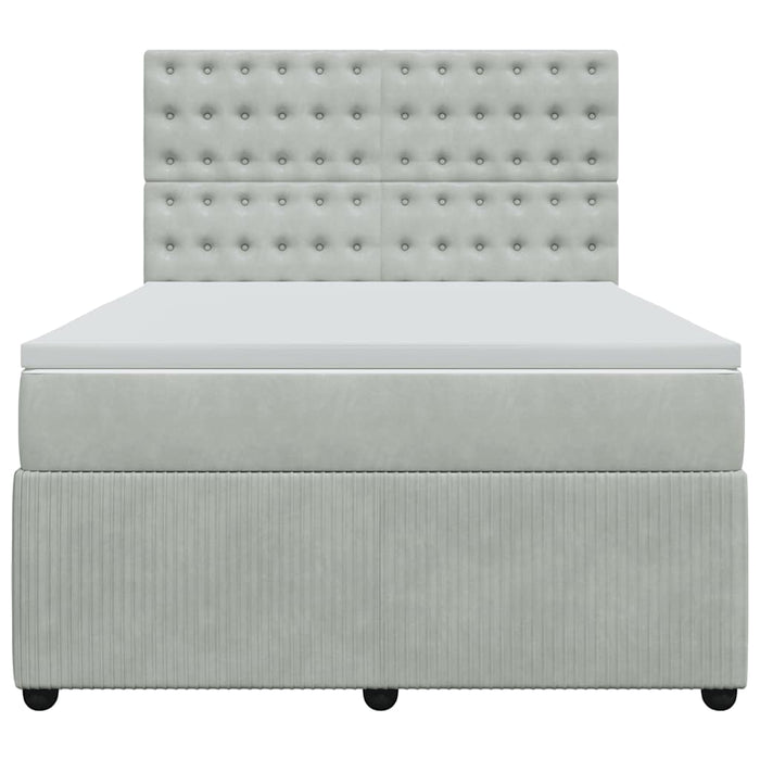 Pat box spring cu saltea, gri deschis, 140x200 cm, catifea - WALTI WALTI