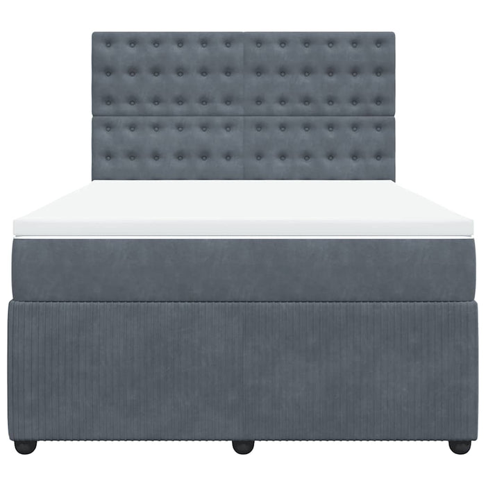 Pat box spring cu saltea, gri închis, 140x200 cm, catifea - WALTI WALTI