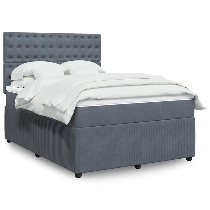 Pat box spring cu saltea, gri închis, 140x200 cm, catifea - WALTI WALTI