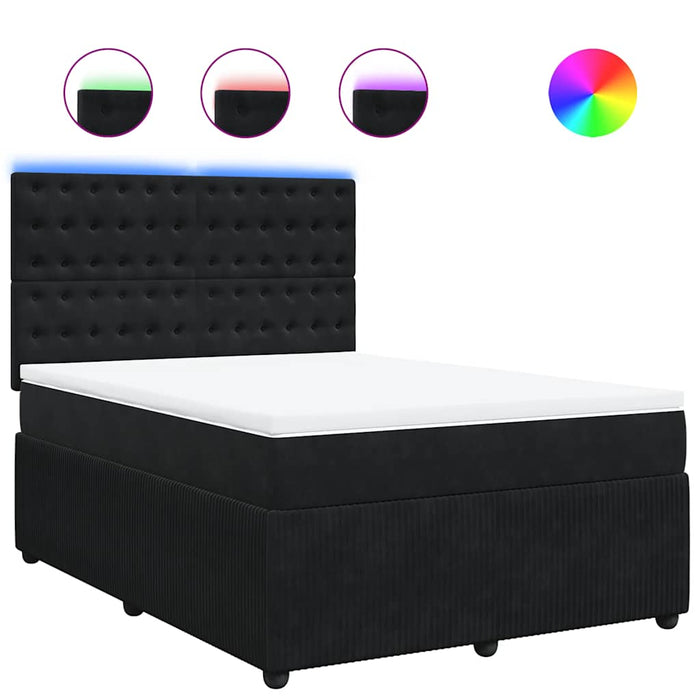 Pat box spring cu saltea, negru, 140x200 cm, catifea - WALTI WALTI