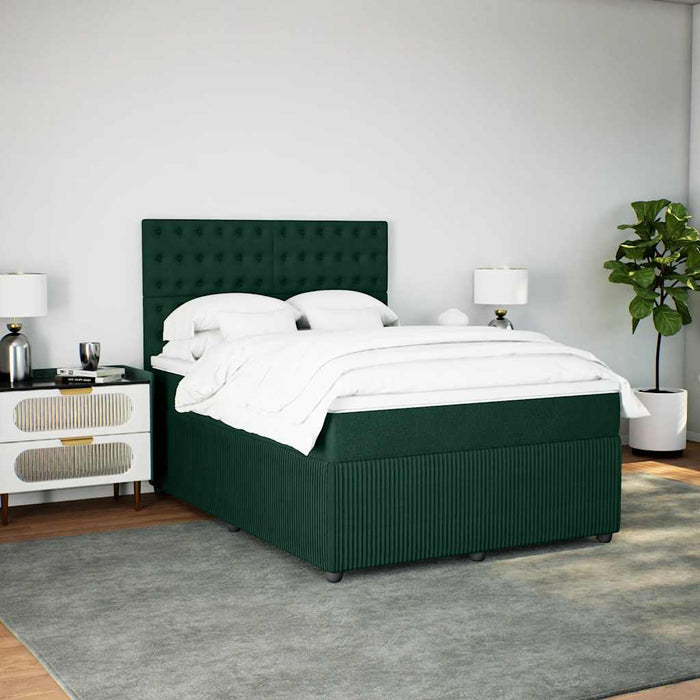 Pat box spring cu saltea, verde închis, 140x200 cm, catifea - WALTI WALTI