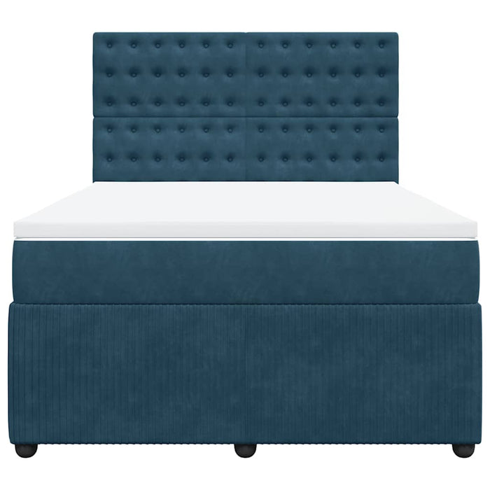 Pat box spring cu saltea, albastru, 140x200 cm, catifea - WALTI WALTI