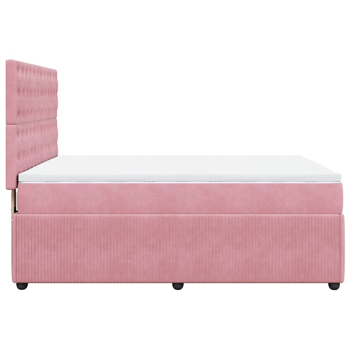 Pat box spring cu saltea, roz, 140x200 cm, catifea - WALTI WALTI