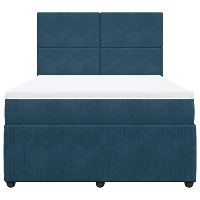Pat box spring cu saltea, albastru, 160x200 cm, catifea - WALTI WALTI