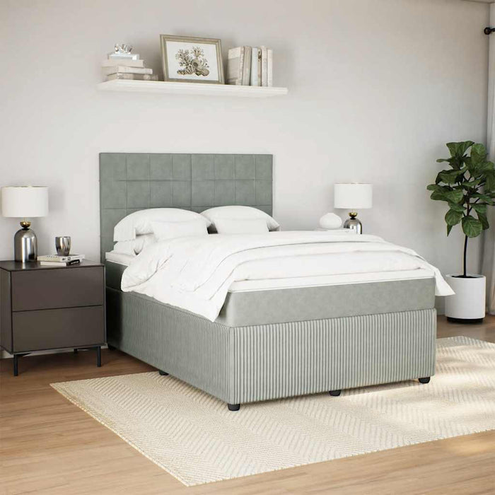 Pat box spring cu saltea, gri deschis, 160x200 cm, catifea - WALTI WALTI