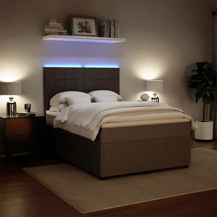 Pat box spring cu saltea, gri deschis, 160x200 cm, catifea - WALTI WALTI