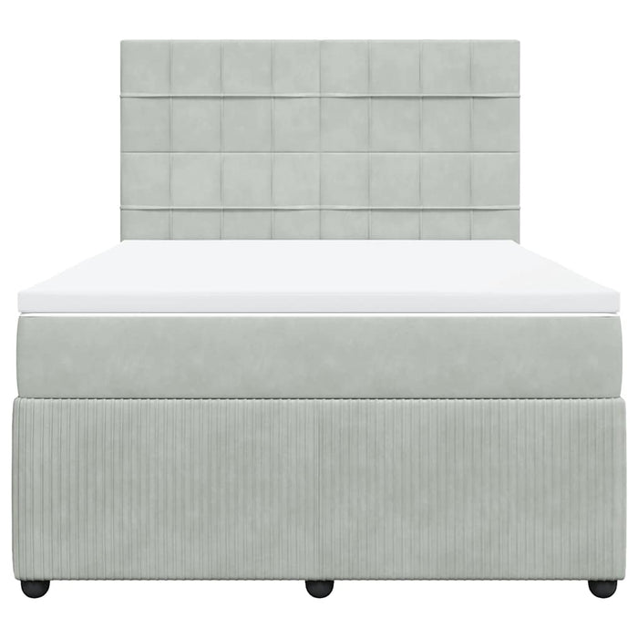 Pat box spring cu saltea, gri deschis, 160x200 cm, catifea - WALTI WALTI